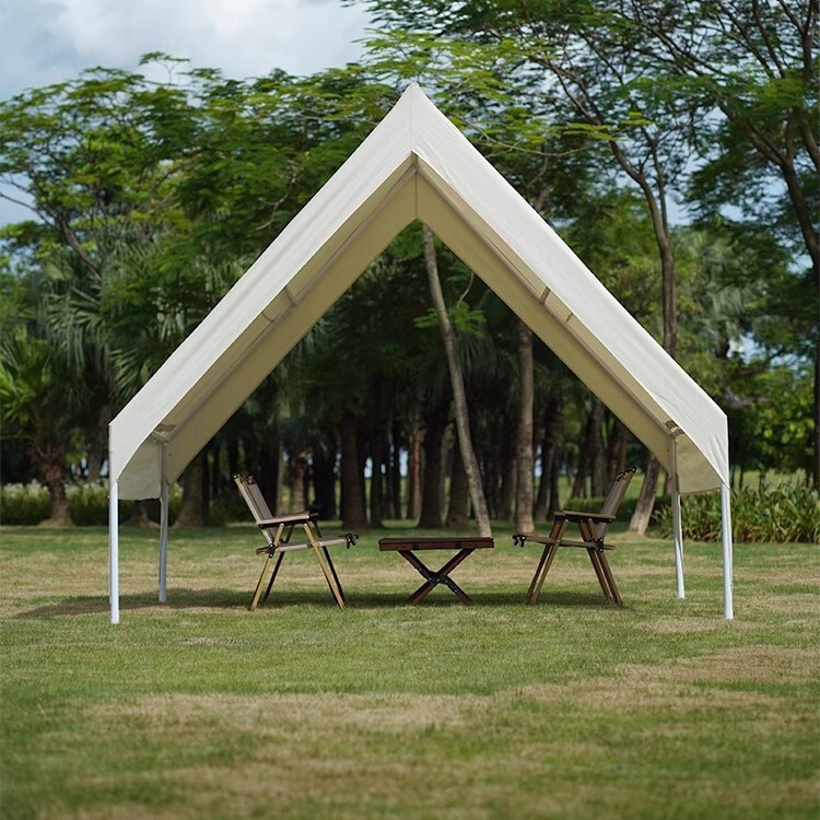 Low-Profile, Sturdy Outdoor Market Assembly Tent with Triangular A-Frame Design for Camping, Sunshade, and Rain Protection Low-Profile, Sturdy Outdoor Market Assembly Tent with Triangular A-Frame Design for Camping, Sunshade, and Rain Protection