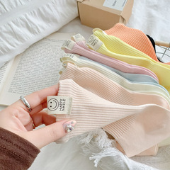 諸暨襪子女春夏新款中筒女襪批發糖果色布標堆堆襪鹽系少女棉襪