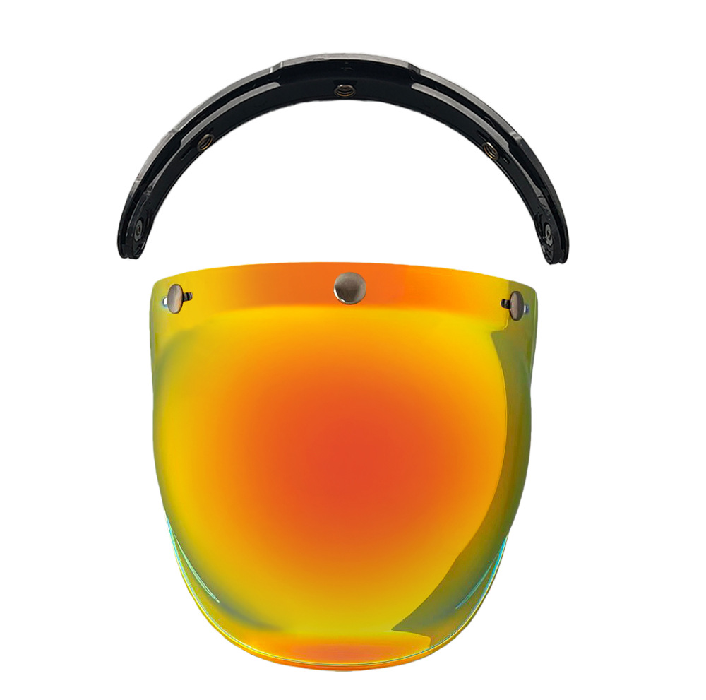 Helmet Bubble Lens Curved Three-Button Electroplating Motorcycle Retro Helmet Mirror Guard Uv Protection Sun Protection