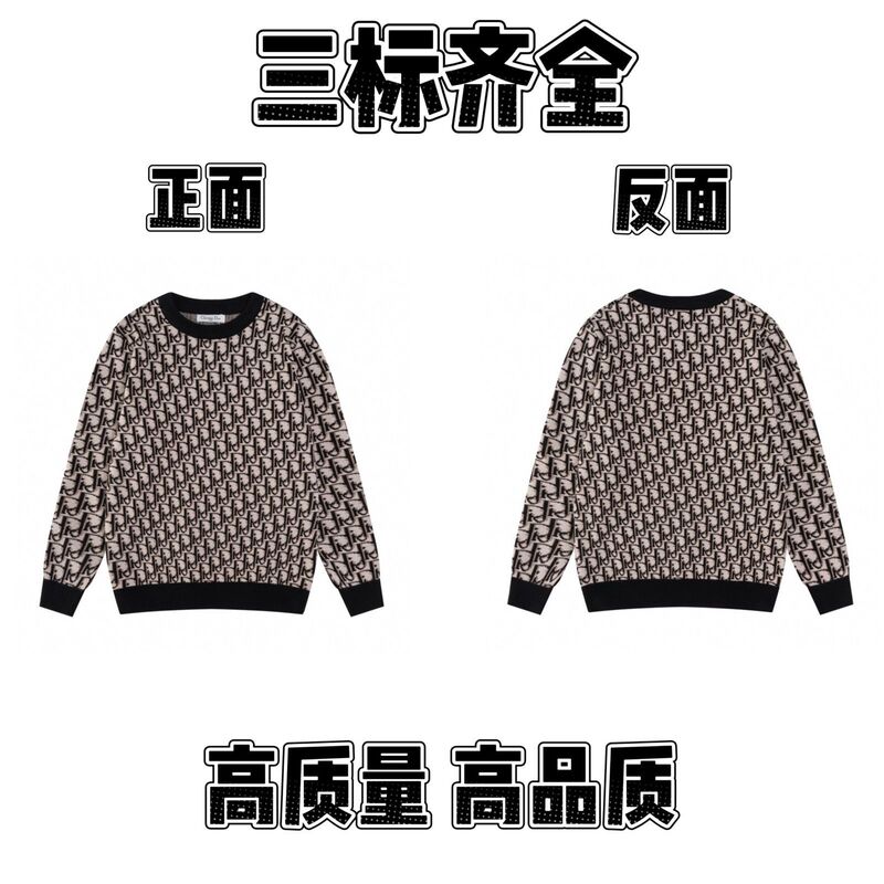 2025春秋新款潮牌字母满身logo圆领针织毛衣男女款宽松休闲上衣【|undefined
