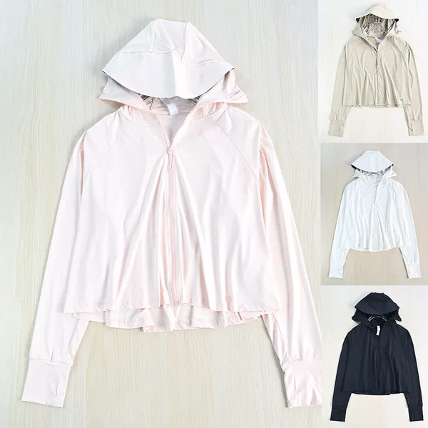 Siqi Women's Clothing 266/15 Outdoor Cycling Cool Stretchy Hooded Loose Raglan Finger Sleeve Long Sleeve Sun Protection Jacket
