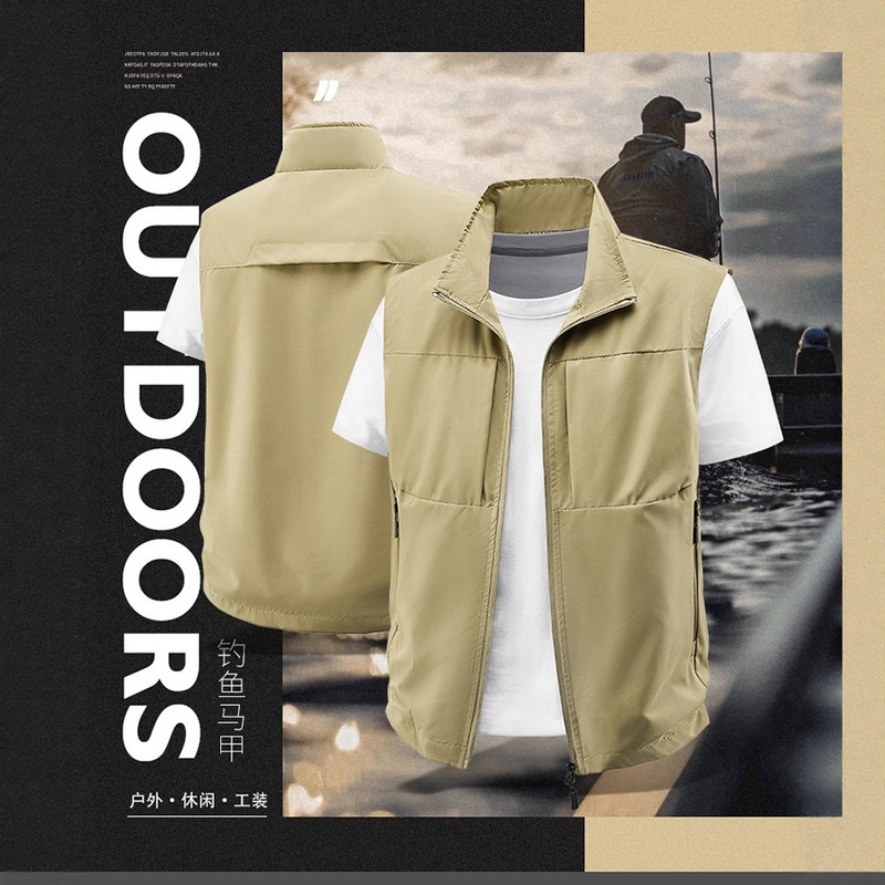 Men's Vest for Outdoor Wear, Large Size, Cross-Border Fishing Sports Jacket, Outdoor Men's Volunteer Workwear with Logo, Sleeveless Men's Vest for Outdoor Wear, Large Size, Cross-Border Fishing Sports Jacket, Outdoor Men's Volunteer Workwear with Logo, Sleeveless