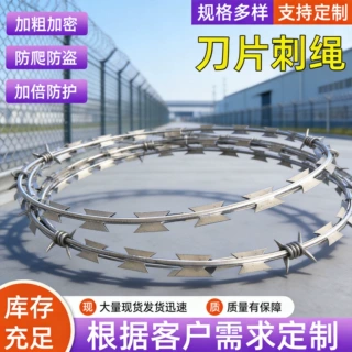 热镀锌刀片刺绳刺丝滚笼围墙防爬防盗刀片刺网安防隔离带刀铁丝网