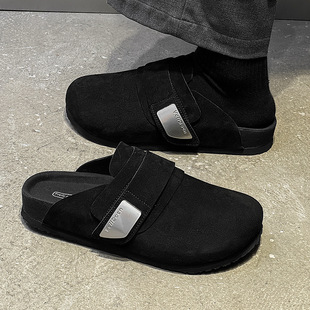 Genuine Leather Birkenstock Shoes for Men Spring and Summer New Outer Slippers High-End Retro Old Money Style Couple Half Slippers Trendy 1121