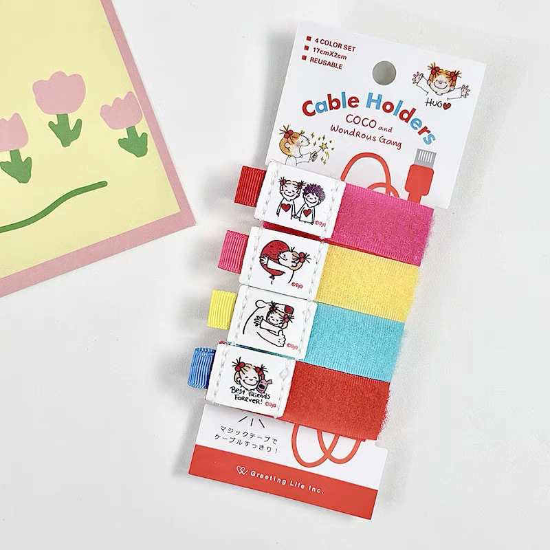 日系アニメcocoちゃんカラーデータケーブル収納器マジックテープ付きヘッドセット|undefined