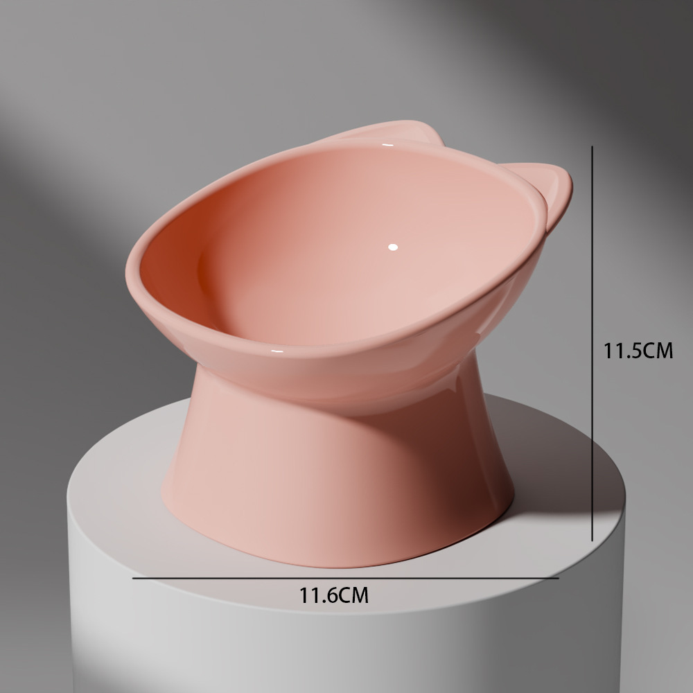 북유럽풍 사각입 쌍귀톨고양이그릇-핑크 14cm