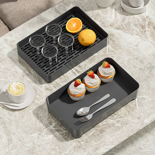 Yimijia tea tray tea set cup holder food tray living room kitchen storage tray fruit double layer drain tray