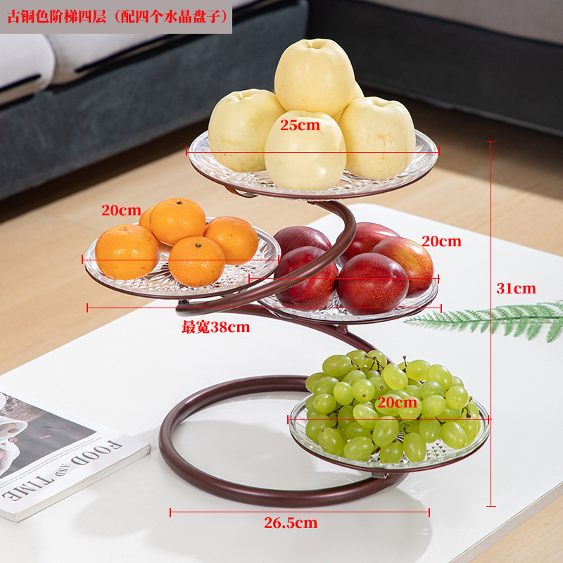 Plato de frutas de hierro forjado gancho de plátano sala de estar casera canasta de frutas de lujo ligera mesa de comedor dulces bocadillos plato