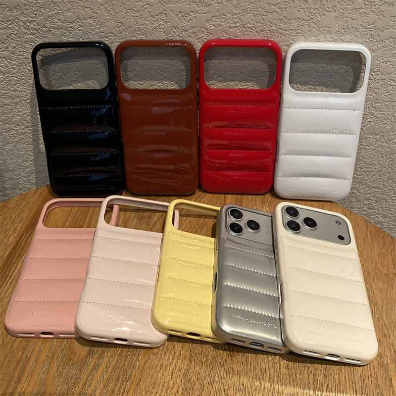 Solid Color Soap Leather down Jacket Style Phone Case Suitable for Apple 17 Pro Max, 16 Pro Max, Zhang Junhao's Same Model, 15 Pro
