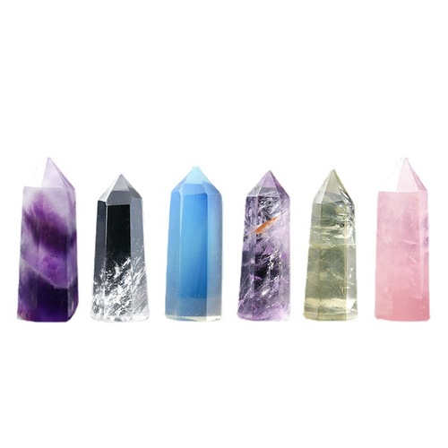 Natural Crystal Pillar Amethyst Hexagonal Pillar Raw Gemstone Mineral Energy Pillar Seven-Star Array Home Decor Ornament