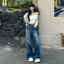 复古韩系个性前贴袋设计时尚长裤和加长宽松阔腿牛仔裤子潮流前线