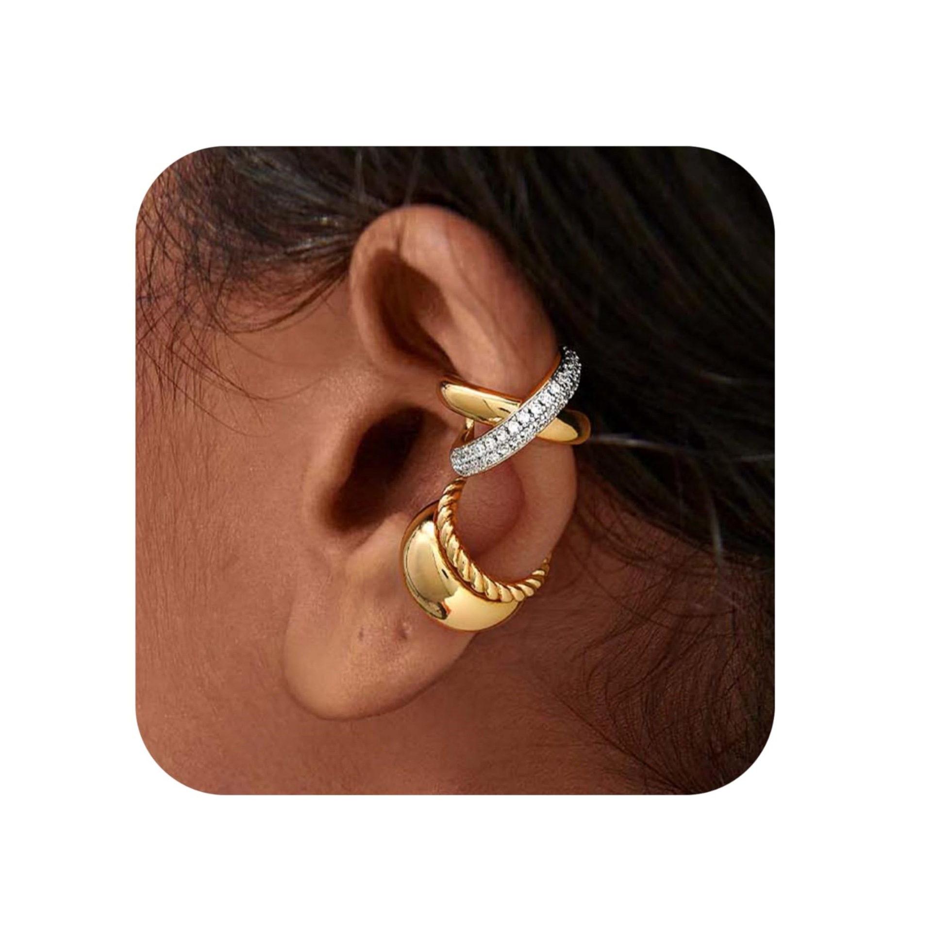 All Seasons Season Women's Gender 3 Pieces Set Elegant Lady C Shape Geometric Plating Copper 14K Gold Plated Ear Cuffs