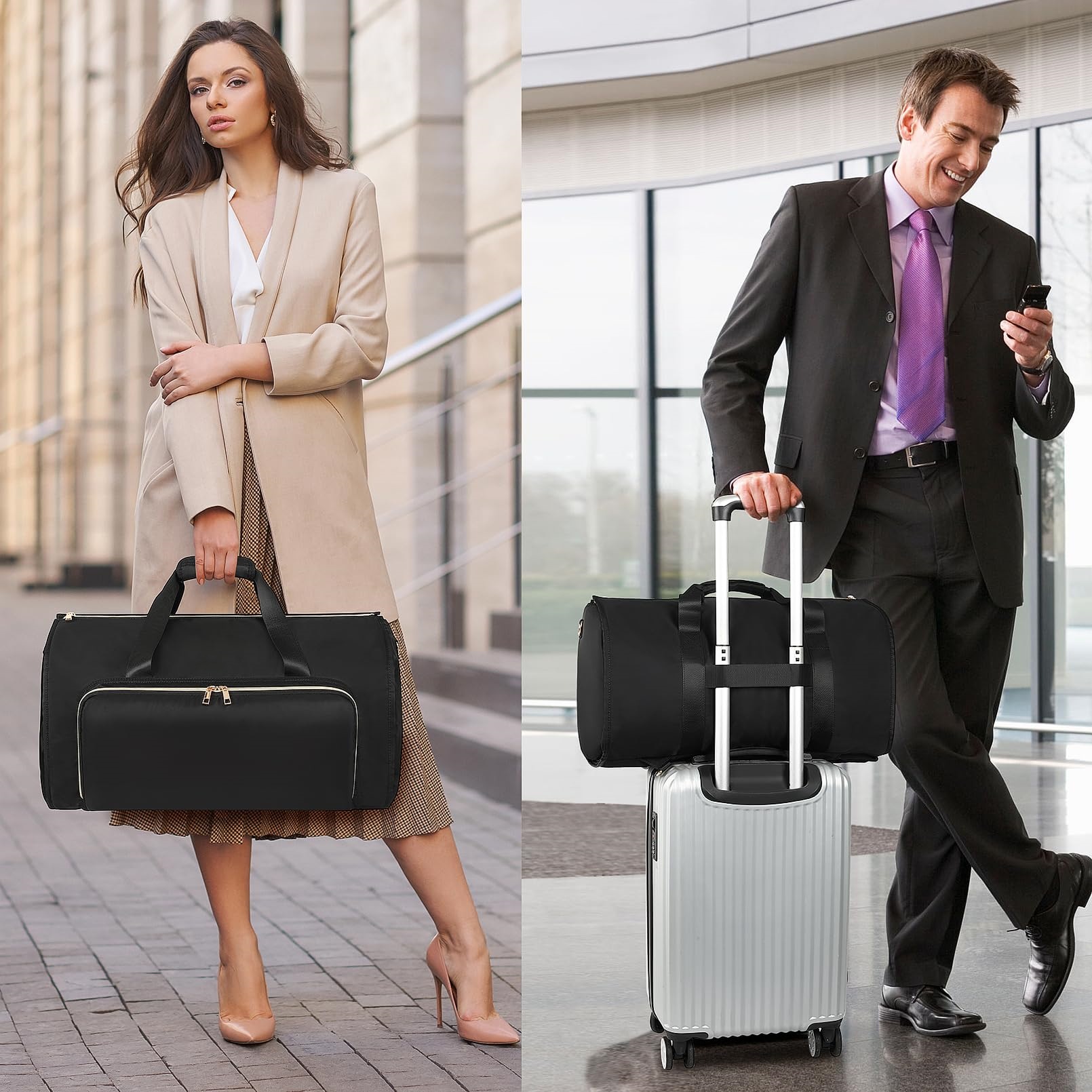 Travel Suit Garment Wear-resistant Foldable Storage Hanging Clothes Bag Crossbody Convertible_voghion.com