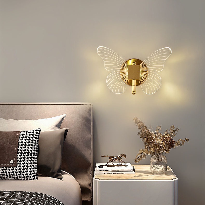 Luz de pared de mariposa transfronteriza sala de estar de fondo pared pasillo lámpara de pasillo led moderno simple lujoso dormitorio cabecera lámpara de pared