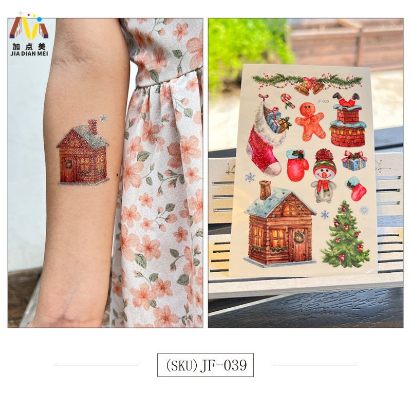 Amazon Venta caliente brillo lindo postre de Navidad unicornio niños tatuaje pegatinas impermeable tatuaje de larga duración