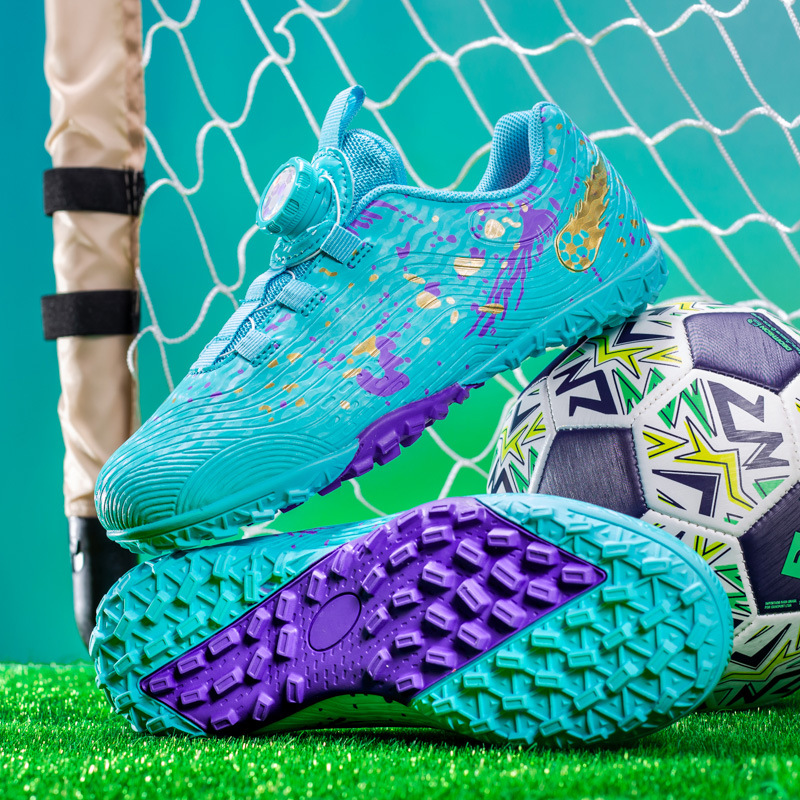 ShoeGlobe, scarpe sportive da ginnastica per la scuola elementare, con bottoni rotanti transfrontalieri, per bambini, con tacchetti da calcio_voghion.com