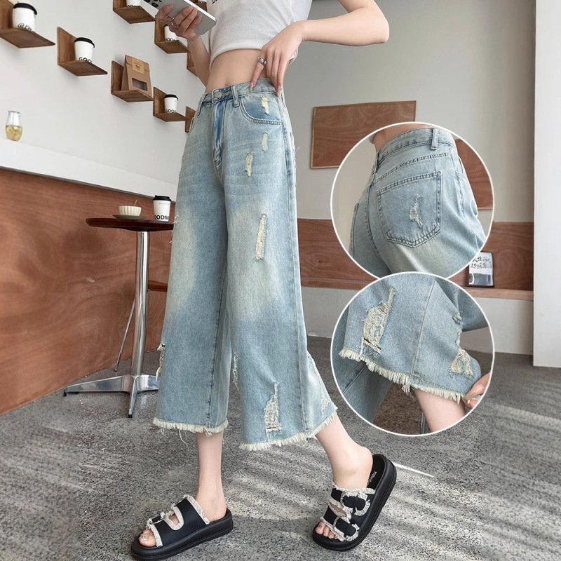 Ripped Jeans for Women Summer 2025 Petite Cropped Pants Loose Banana Pants Frayed Cropped Straight Wide-Leg Pants Ripped Jeans for Women Summer 2025 Petite Cropped Pants Loose Banana Pants Frayed Cropped Straight Wide-Leg Pants