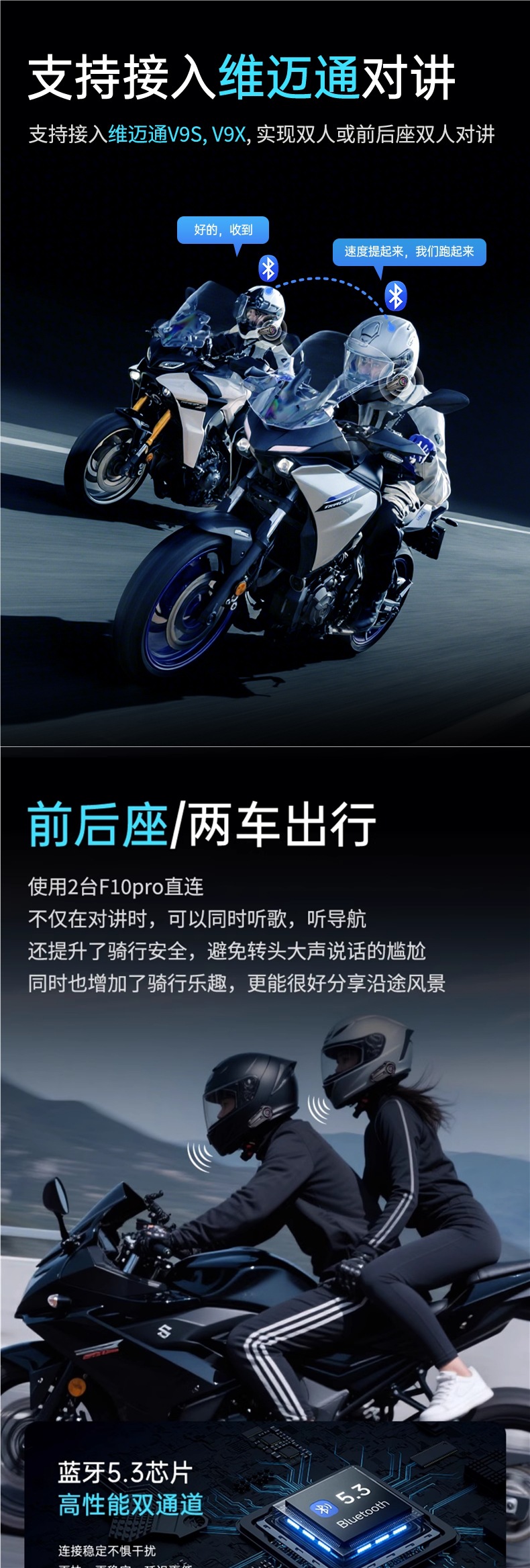 Yueqi Helmet Bluetooth Headset Motorcycle Equipment Full-Face Helmet Half-Face Helmet Built-In Integrated Intercom Dedicated for Takeaway Riders