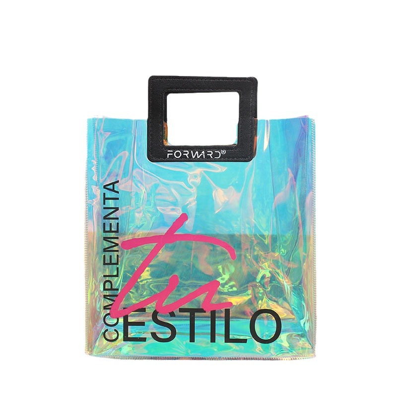 Pvc Magic Color bolsas transparentes personalizadas para eventos de negocios regalos Jelly Pack impreso LOGO Cosméticos bolsas de plástico láser