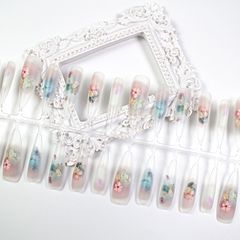 【皎瓏】新中式穿戴甲暈染花繪創意國風復古美甲工廠預製甲片批發