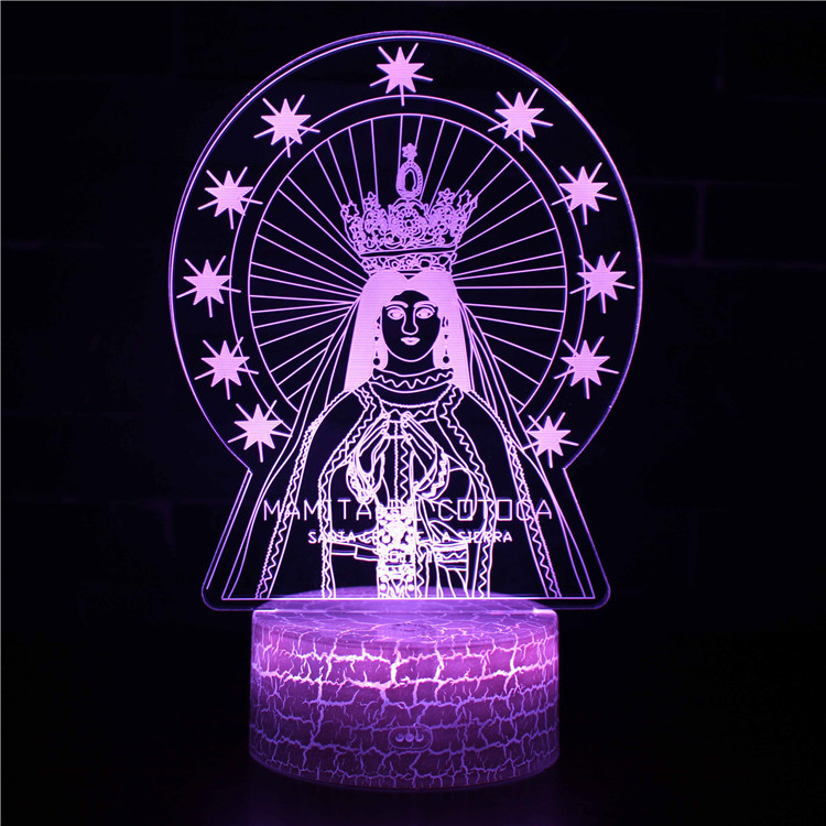Luz de noche LED personalizada Jesús Virgen Ángel serie lámpara de mesa regalo creativo acrílico 3D noche luz al por mayor