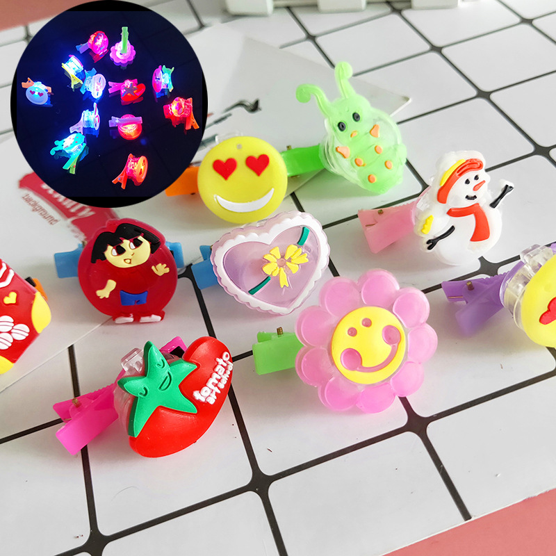 Tarjeta de horquilla luminosa intermitente, pegamento suave, horquilla luminosa, broche luminoso, barra de dibujos animados de amor, juguetes al por mayor