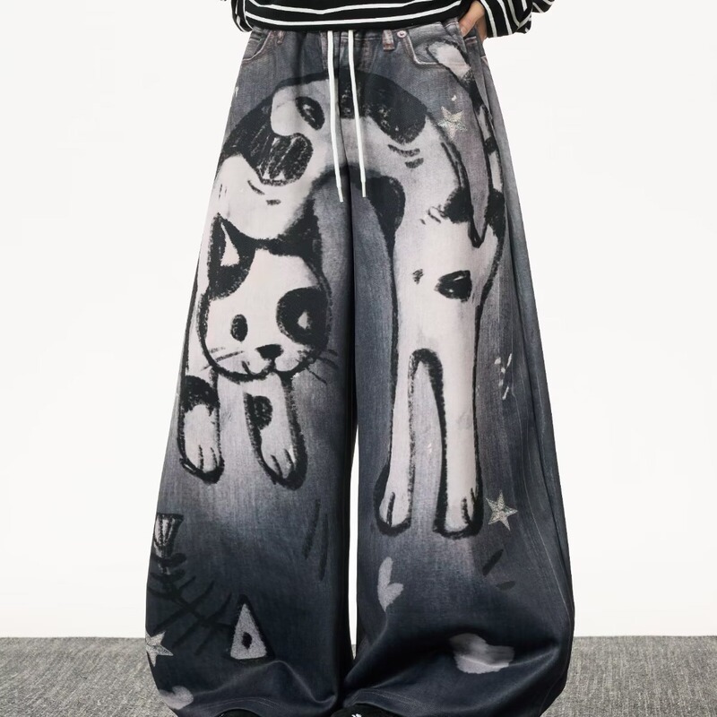 Men's Jeans Graffiti Cartoon Anime Jeans Unisex High Street Loose Hip-Hop Trousers Street Fashion Brand Men's Jeans Graffiti Cartoon Anime Jeans Unisex High Street Loose Hip-Hop Trousers Street Fashion Brand