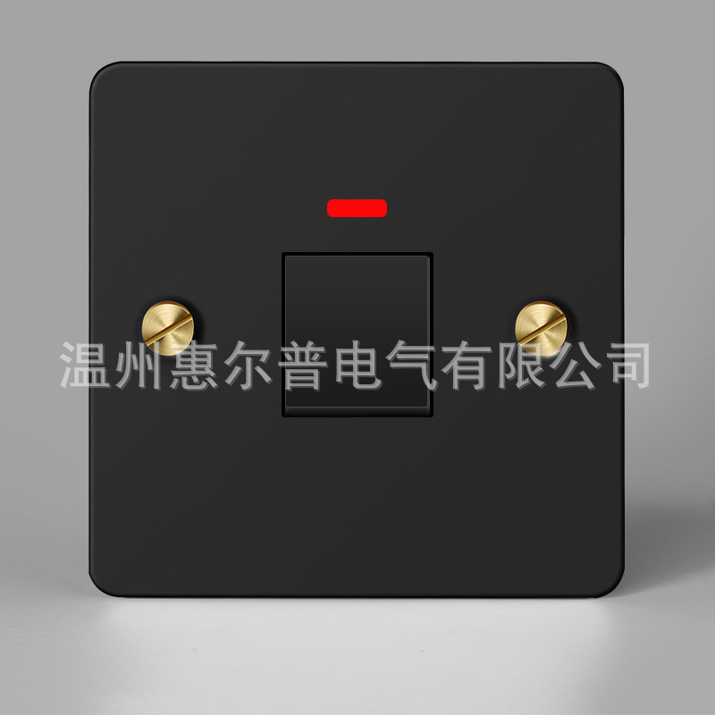 Mounted black retro switch key, light panel stainless steel