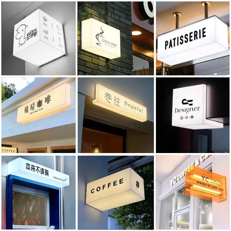 Personalizada caja de lámparas acrílicas letreros de puerta roja publicidad exterior a prueba de agua led caja de lámparas colgantes caja de lámparas luminosas