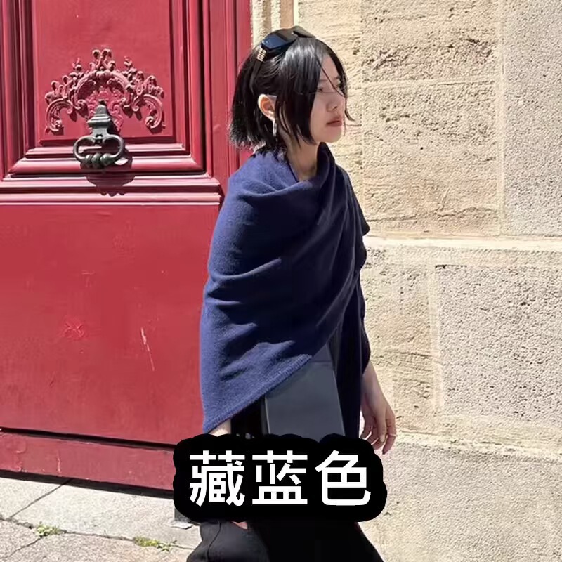 2025新型ウール混紡三角大ストール女性秋冬アンゴラ赤外線保温ニット大マフラー|undefined