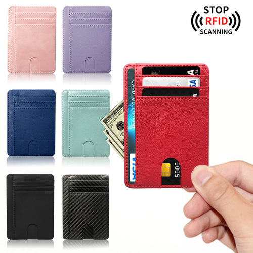 Wholesale anti-theft RFID leather PU card holder for women, small and exquisite, universal card case with large capacity card slots