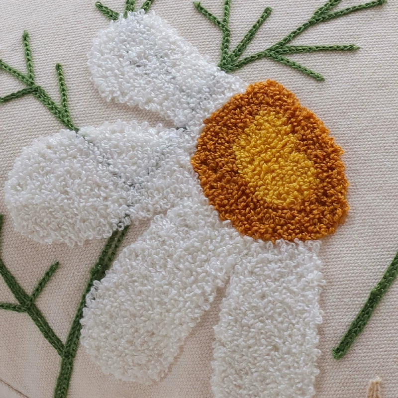 Pillow, pillowcase, sofa, Nordic style, flowered, with embroidery