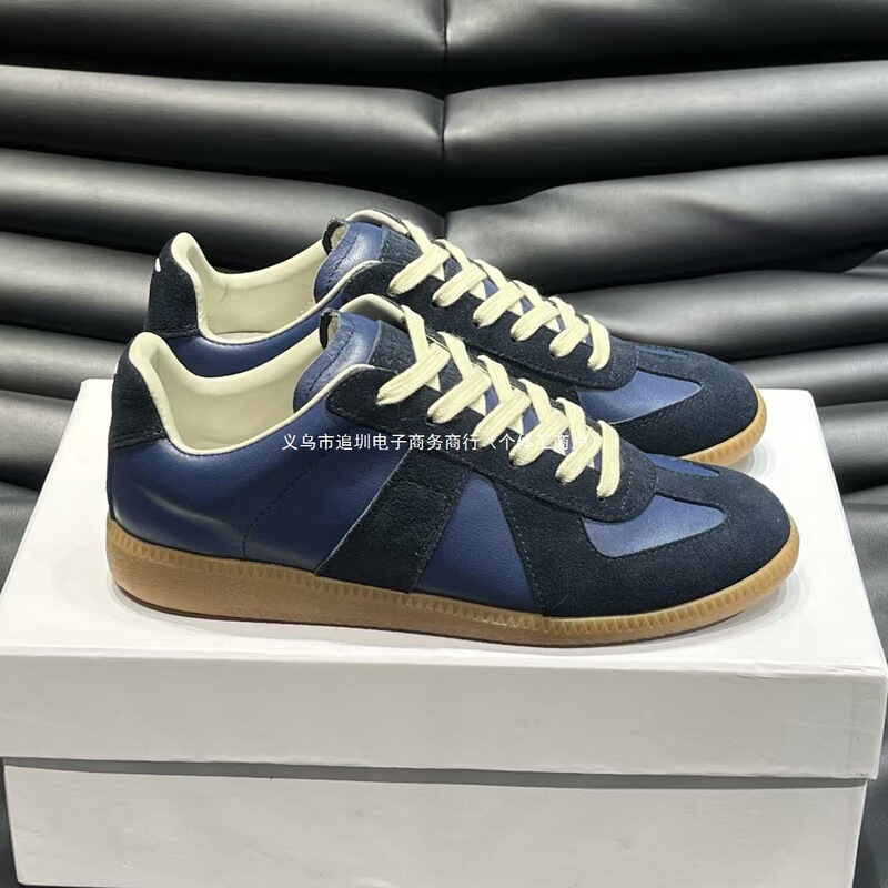 26 spring and autumn retro German training shoes, black patchwork sneakers, men's rubber sole lace-up casual shoes, factory wholesale