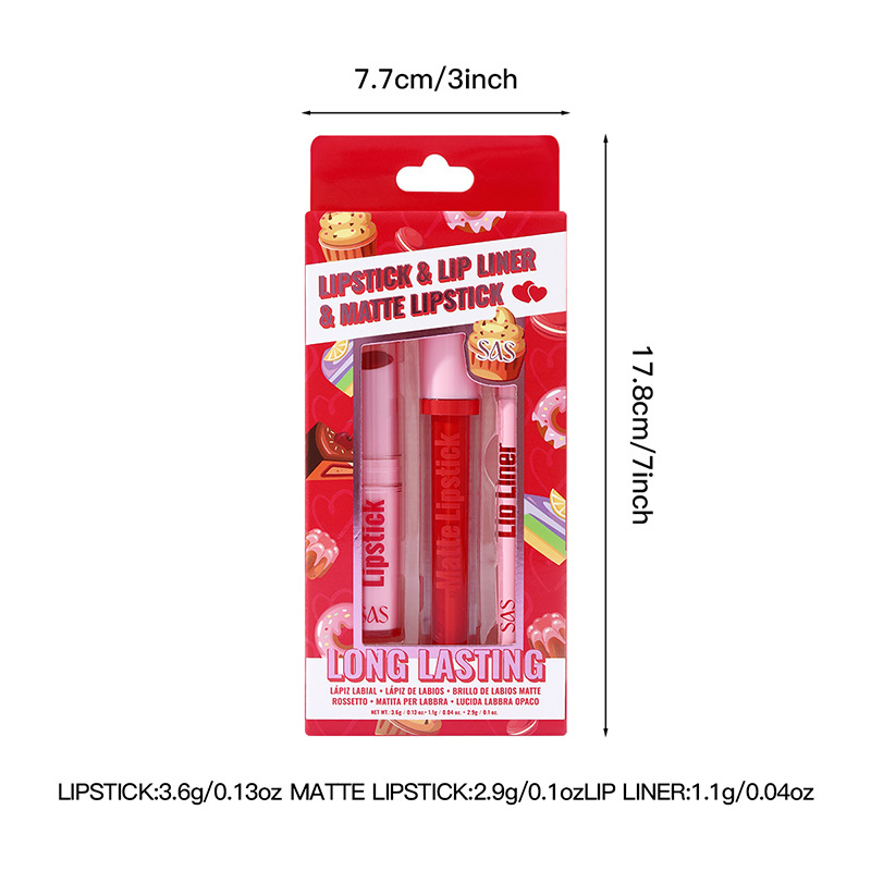 USHAS European and American Cross-border spot lápiz labial esmalte de labios delineador de labios juego Navidad impermeable antiadherente taza SAC065A