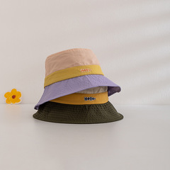 兒童帽子春季新款百搭簡約字母刺繡男女童漁夫帽戶外出遊遮陽盆帽