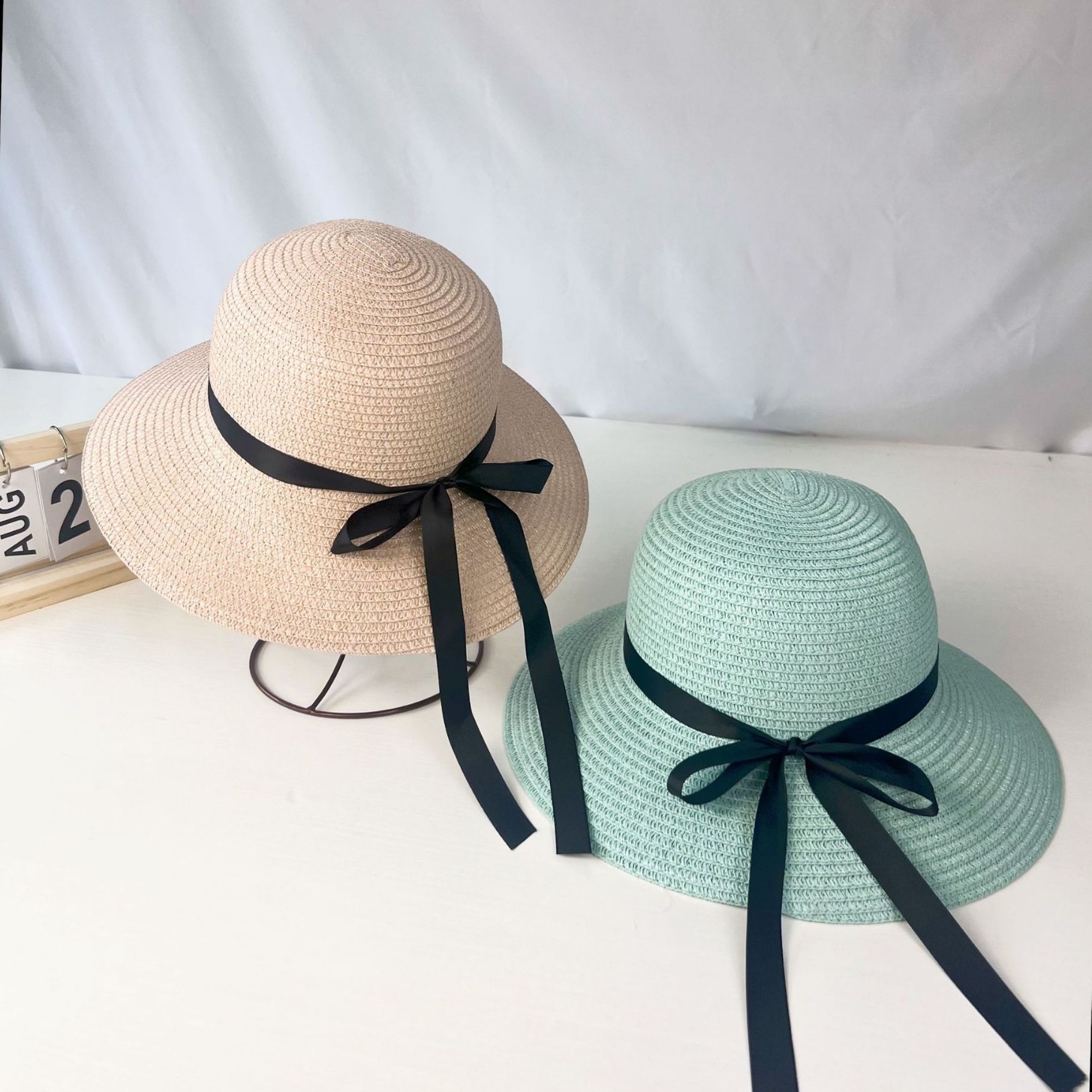 Sombrero de paja para el sol de verano para mujer con lazo de cinta negra, sombrero de ala ancha, sombrero tipo cubo para adultos, sombrero de protección solar para mujer con ala ancha.