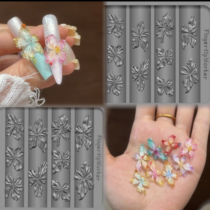 Pig-Shaped Silicone Mold for Nail Art with Large and Small Ice Flower Designs, DIY Carving Tool, Nail Decoration Accessories, Grinding Tool