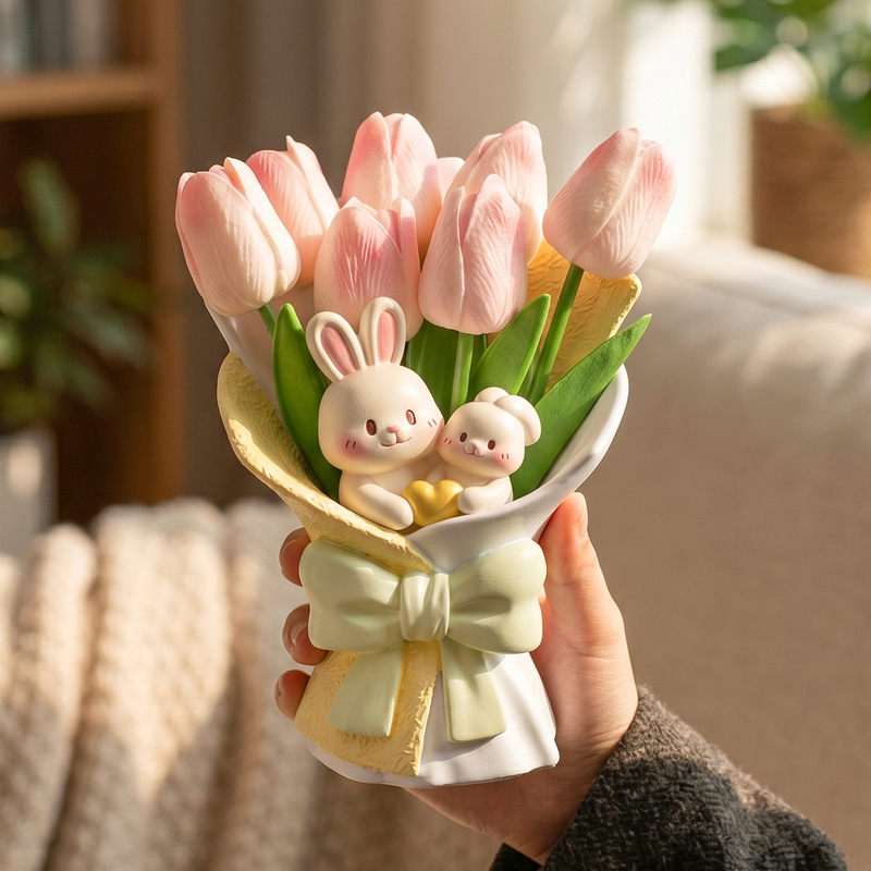 Flower Bouquet Bear Resin Ornament Desktop Decoration Gift Living Room Succulent Vase Flower Arrangement Ornament Mother's Day Birthday Gift Flower Bouquet Bear Resin Ornament Desktop Decoration Gift Living Room Succulent Vase Flower Arrangement Ornament Mother's Day Birthday Gift