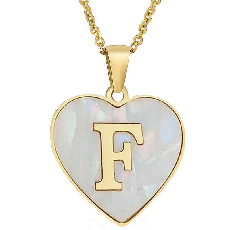 Letter Pattern Wholesale Cute Sweet Letter Titanium Steel Plating Inlay Shell Pendant Necklace