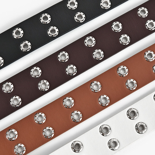  New Punk Women's Double Row Belt Casual Jeans Belt Fashion Decorative Eyelet Belt for Women