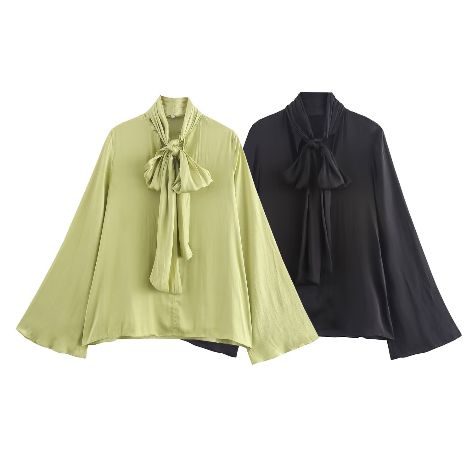 Dameskleding 2024 herfst en winter nieuwe stijl stijlvolle strik decoratie lange mouwen shirt_voghion.com