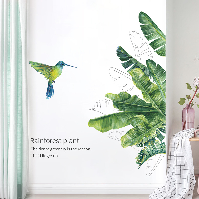 Fashsion Tropical Green Plants Bedroom Porch Wall Stickers display picture 7