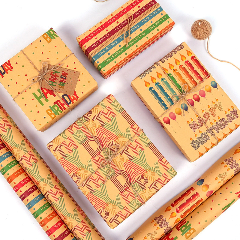 Nuevo Amazon Feliz cumpleaños papel de regalo del Día DE LOS Niños DIY papel libro de papel 80g papel Kraft