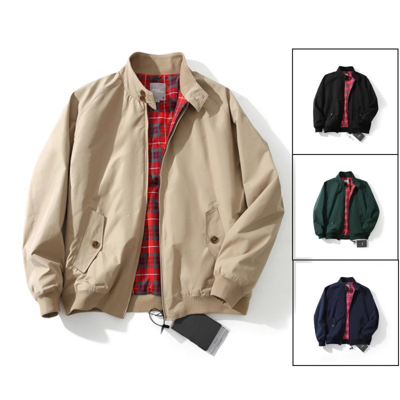 Autumn New Harrington Retro British Pilot Jacket Men's Versatile Loose Solid Color Stand Collar Three-Proof Coat Trendy