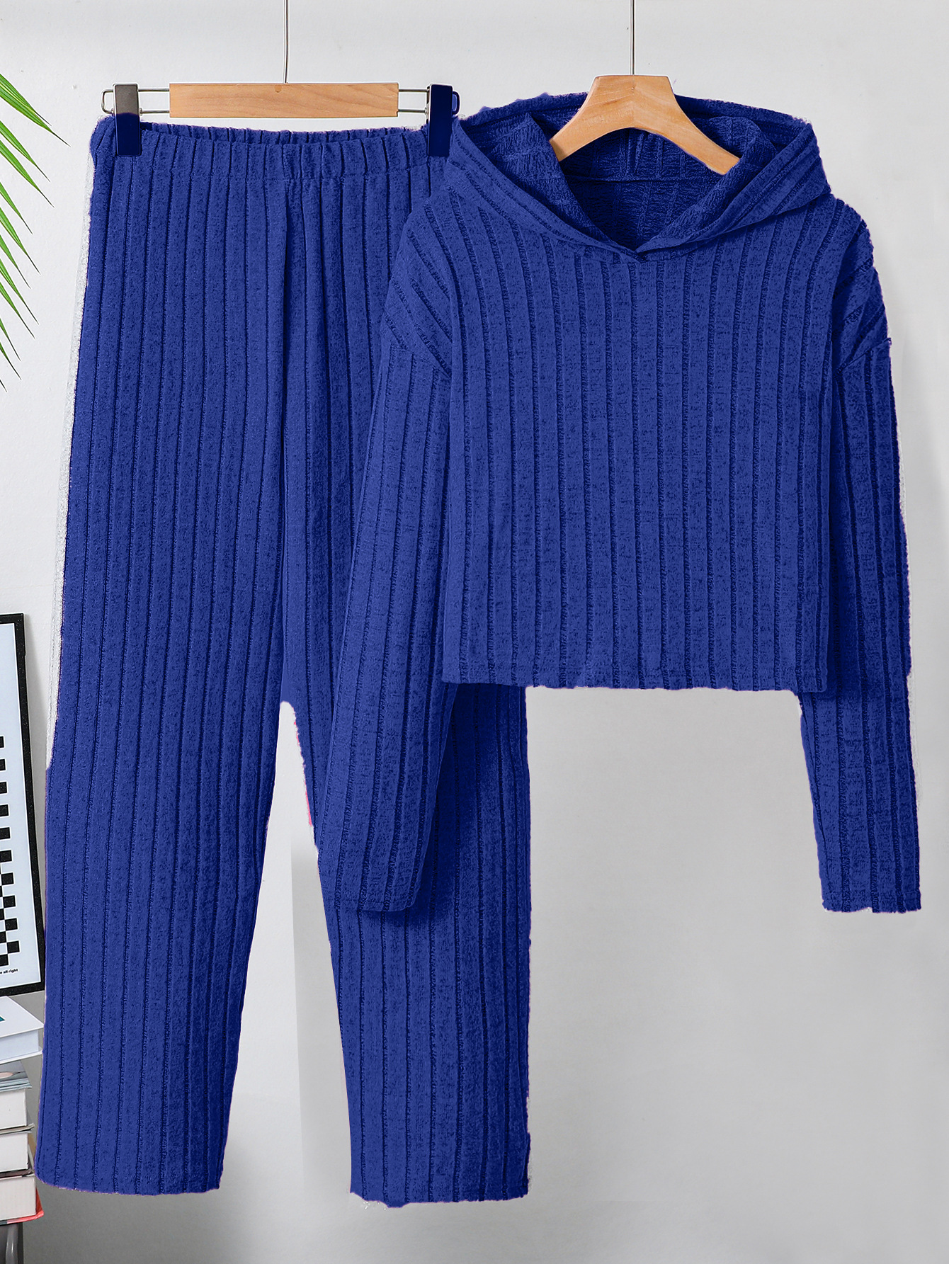 Traje de niña primavera de manga larga jersey casual de niña de punto lindo pantalones rectos suéter de niña traje de dos piezas