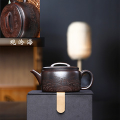 觀滄海漢瓦壺宜興大口一片瓦古銅泥全純手工茶具茶壺紫砂壺批發