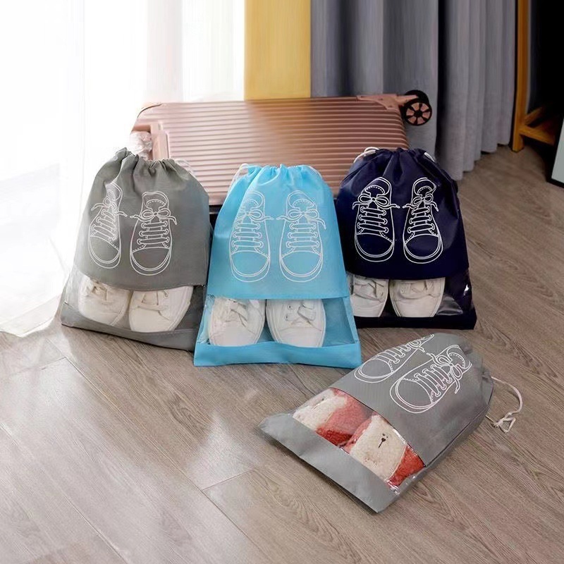 Bolsa de almacenamiento de zapatos de tela no tejida a prueba de polvo a prueba de humedad, diseño visual transparente para viajes de negocios, bolsas de zapatos comunes para dormitorios familiares image 4