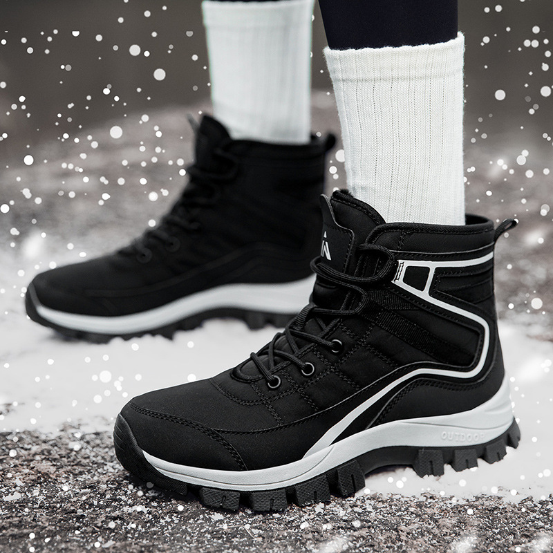 Botas de nieve de invierno para hombres y mujeres viajes al aire libre gruesas calentadas zapatos de algodón de montaña de senderismo image 5
