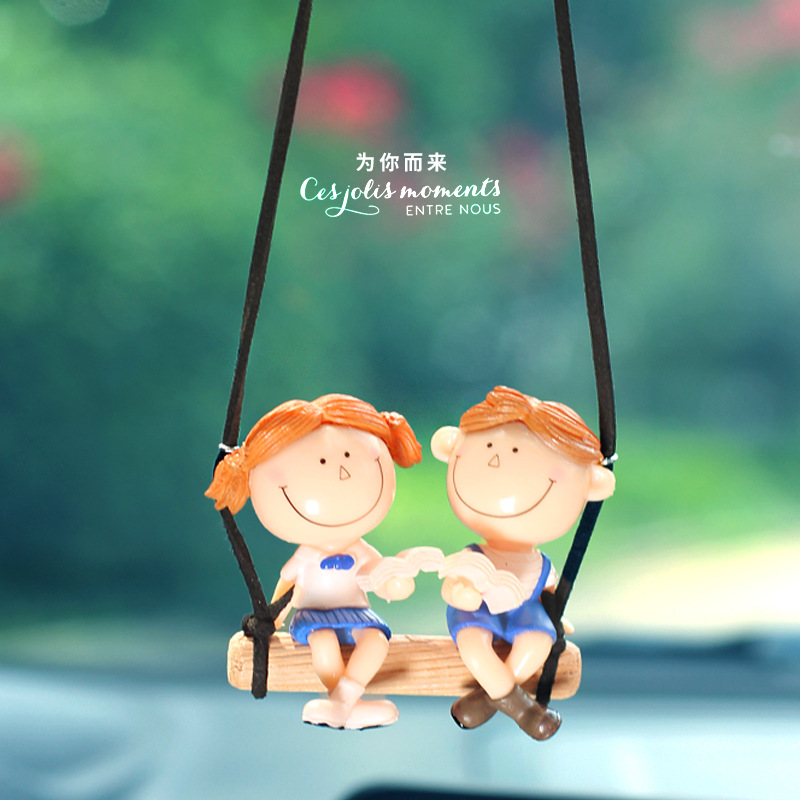 Swing Duck Series Pareja de dibujos animados Espejo retrovisor de coche colgante