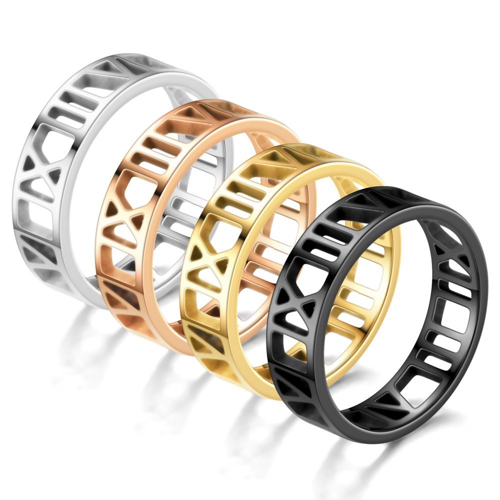 New Simple Stainless Steel Roman Cut Ring Wholesale Nihaojewelry display picture 2